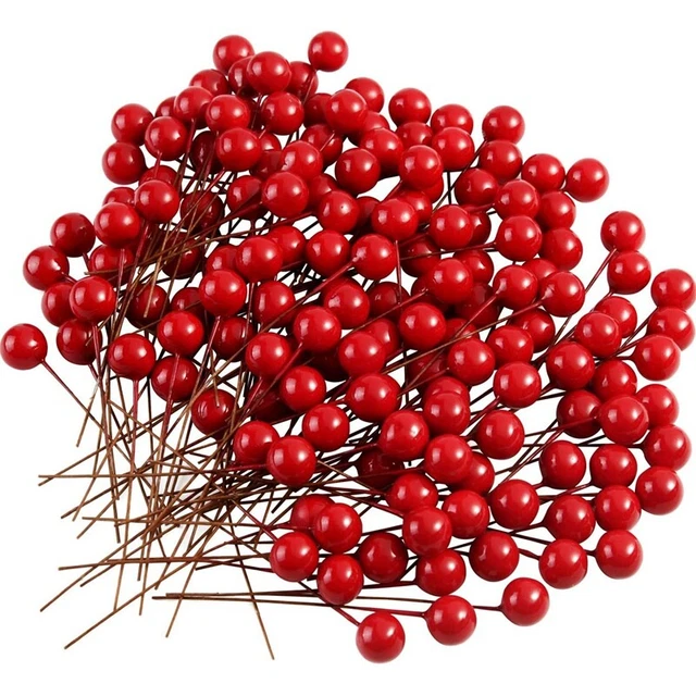 200 Piezas de Bayas de Acebo Bayas Artificiales para Decoraciones de Guirna O2T7