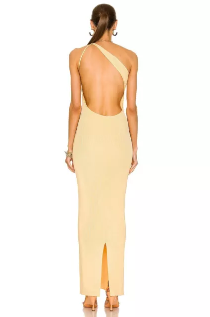 Auteur Dress Womens Small Mila Yellow One Shoulder Viscose Backless Stretch $225 3