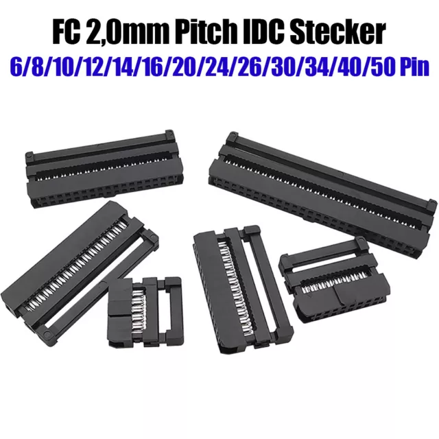2,0mm Raster FC-6/8/10/14/16/20/26/30/40/50Pin IDC-Buchse Flachbandkabelstecker