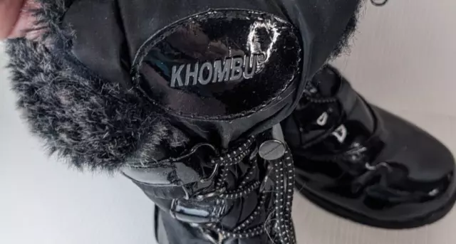 khombu suzi women black snow boots Size 8M fux fur man made materials wedge heel 3