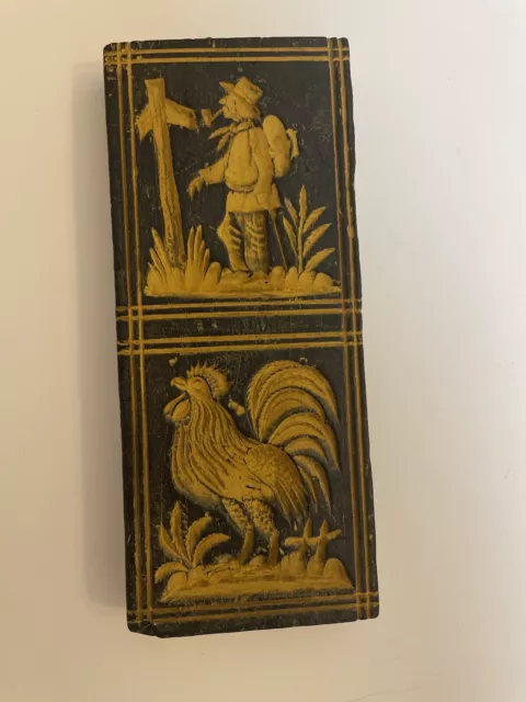 Vintage German Wax Cookie Candy Butter Mold Hanging Rooster Hiker cottagcore