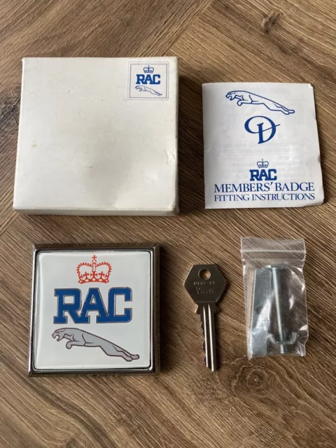 Vintage RAC Jaguar Grill Badge - Boxed With Key + Fittings - New?