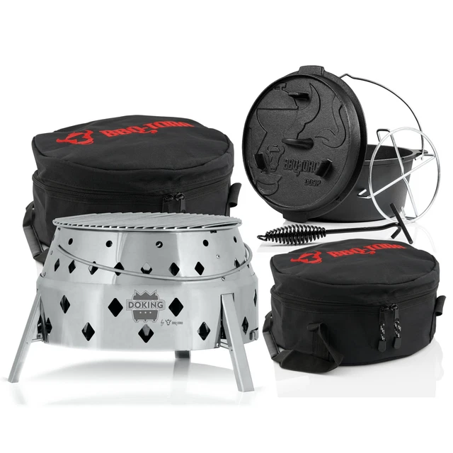 BBQ-Toro 6-teiliges Dutch Oven Set mit Dutch Oven Grill, 9 QT Dutch Oven & mehr