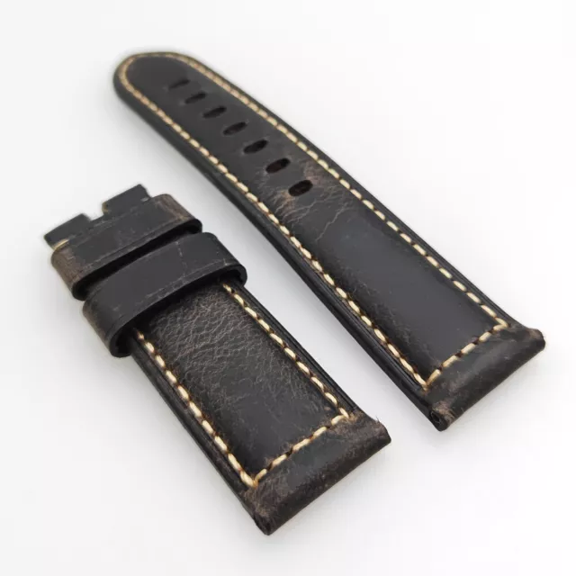 24mm Black Brown Calf Leather Watch Band Strap for PAM RADIOMIR LUMINOR Watch