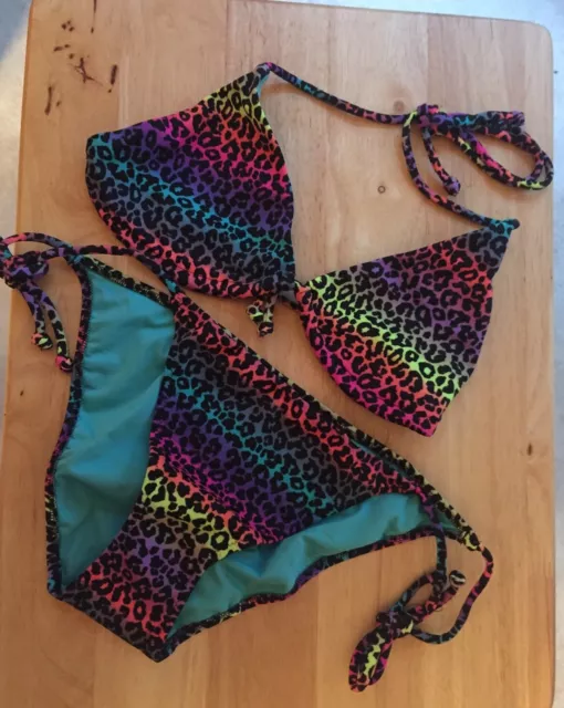 NEW Victoria's Secret Beach Sexy Triangle Bikini Set Aqua Mist/Leopard XS, S, M