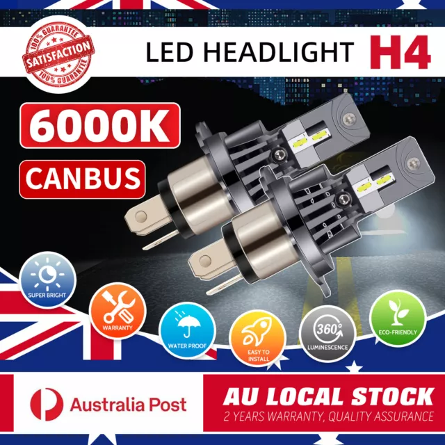 H4 LED Headlight Globes Bulbs Kit Replace Halogen For TOYOTA HILUX 1987 onwards