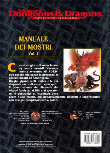 TSR 25th Edition 5003 - AD&D MANUALE DEI MOSTRI Vol. 1 - NUOVO - ITA 2