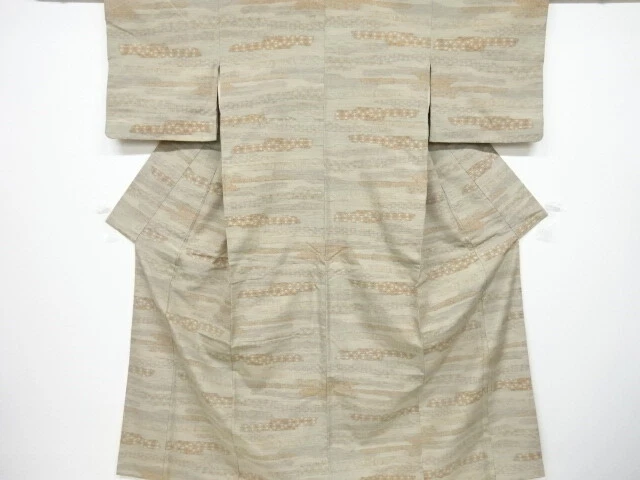 6420099: Japanese Kimono / Antique Kimono / Mawata Tsumugi / Woven Haze