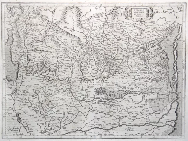 Verona Venedig Original Kupferstich Landkarte Hondius Mercator 1633