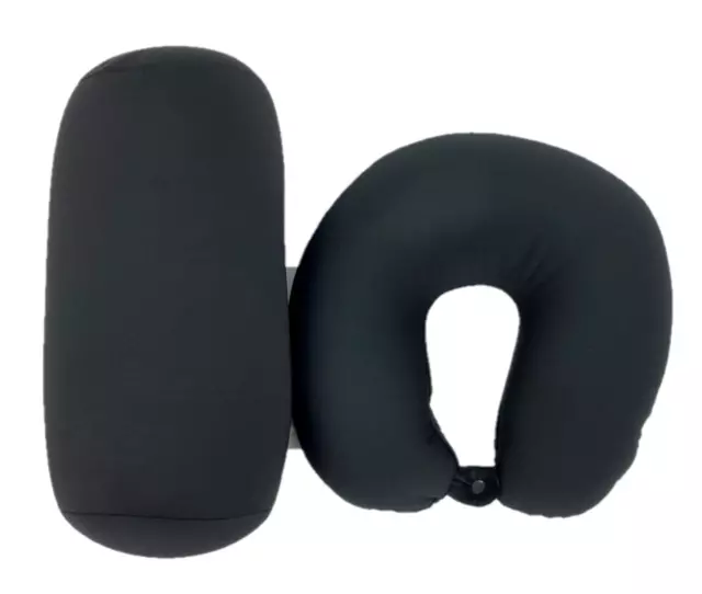 2 Pc Set Micro Bead U Shaped Neck Travel Pillow Lumbar Roll Back Support Cushion