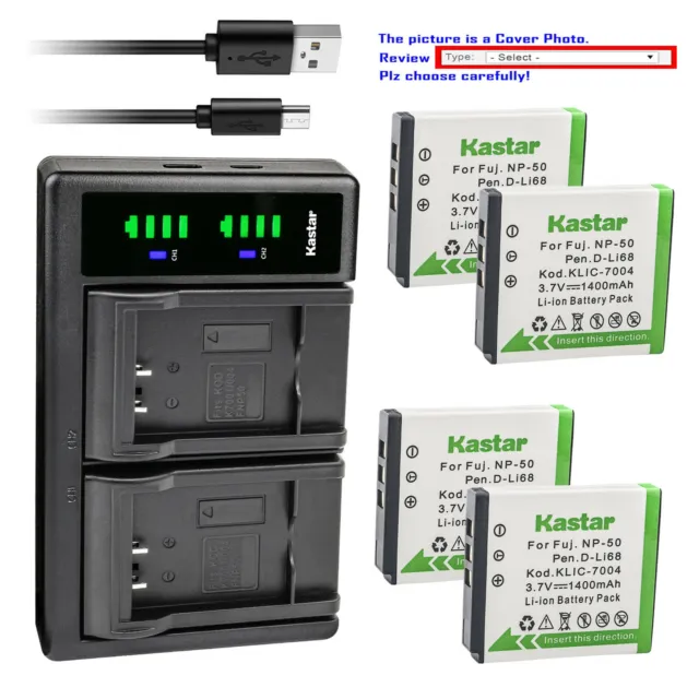 Kastar Battery LTD2 Charger for Fujifilm NP-50 NP-50A Fuji FinePix XP150 Camera