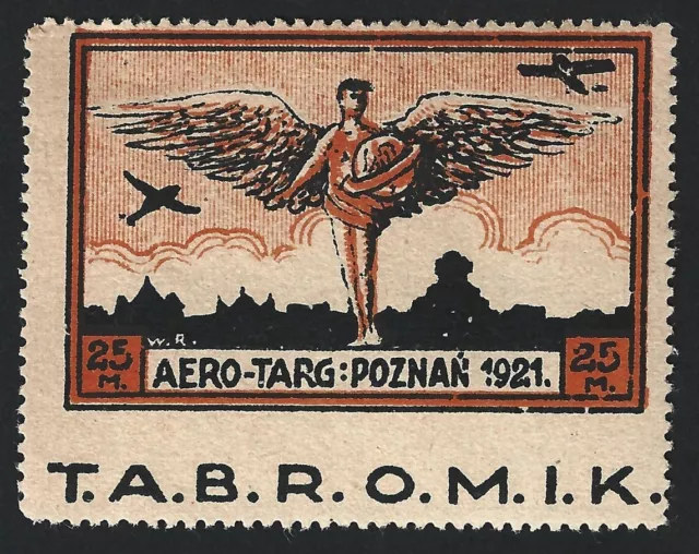 Polonia 1921 AERO-TARG POZNAN Sello Semioficial de Correo Aéreo IMPERF BOTYOM MH