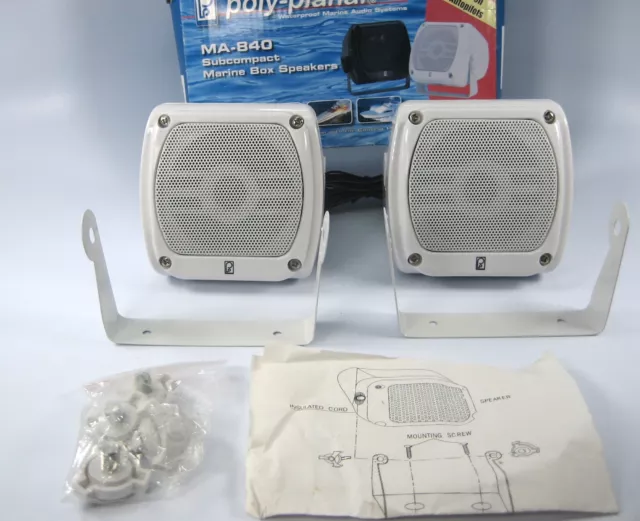 Poly-Planar MA-840 80 Watt Subcompact Speakers – White Tested 90-Day warranty