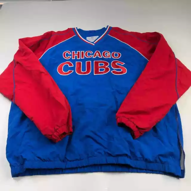 Genuine Merchandise CHICAGO CUBS XL V-Neck Pullover Wind Shirt Jacket Lined MINT