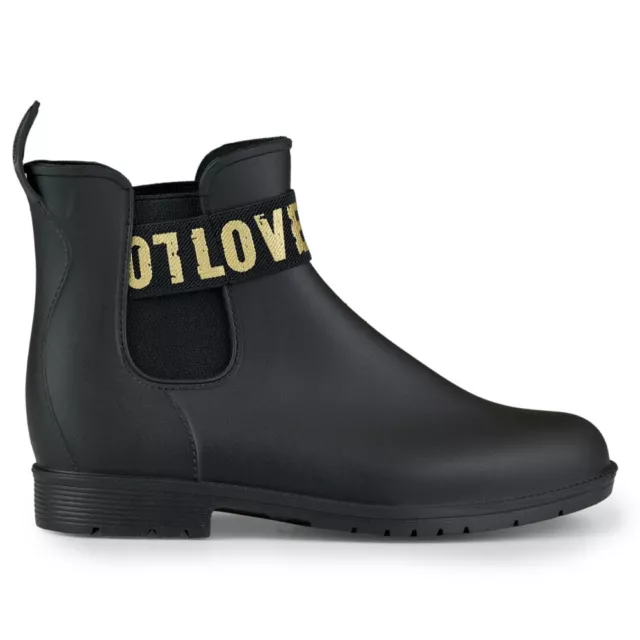 Love Gold women's matte black rain boots