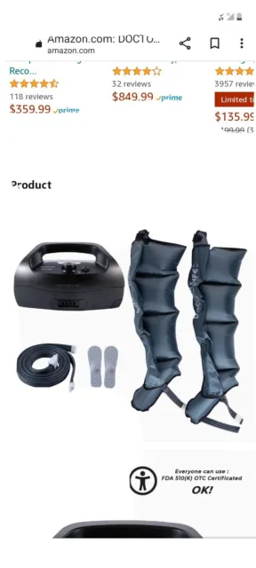 [DOCTOR LIFE] SP-1000 Sequential Air Compression Leg Massager for Circulation