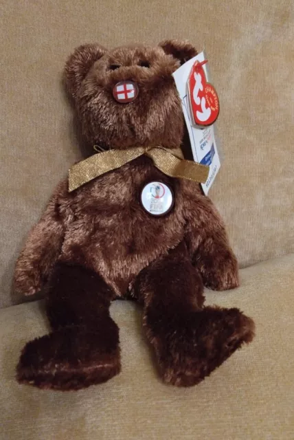 TY Beanie Babies - Champion The World Cup Bear England FIFA 2002 - Retired