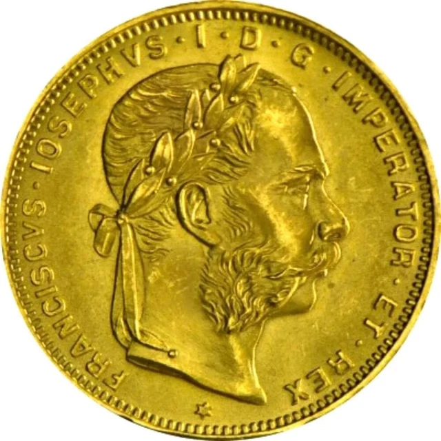Gold Coin 8 Florin 20 Swiss Francs 1892 Franz Josef