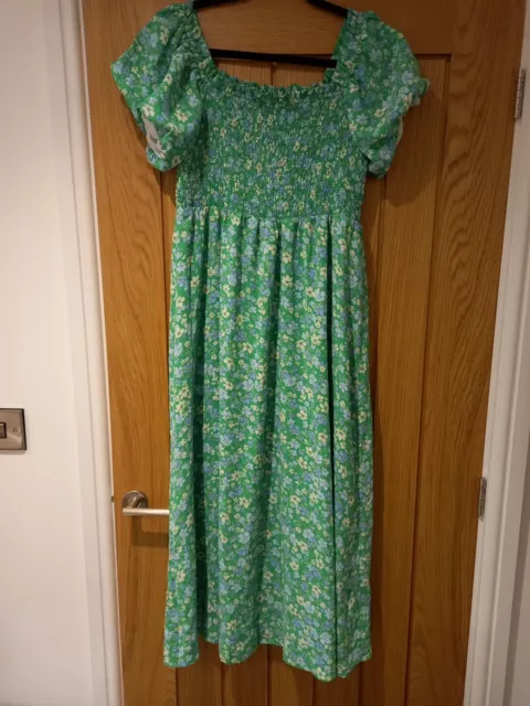 New Look Green Floral Midi Dress 14.