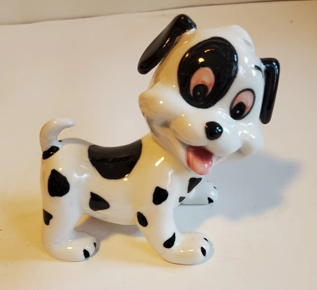Dalmation Puppy Dog Hand Painted Porcelain Figurine Statuette Cartoon Look