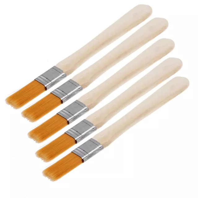 Artist Wooden Handle 0.4" Width Bristle Oil Painting Brush Brushes 5 Pcs