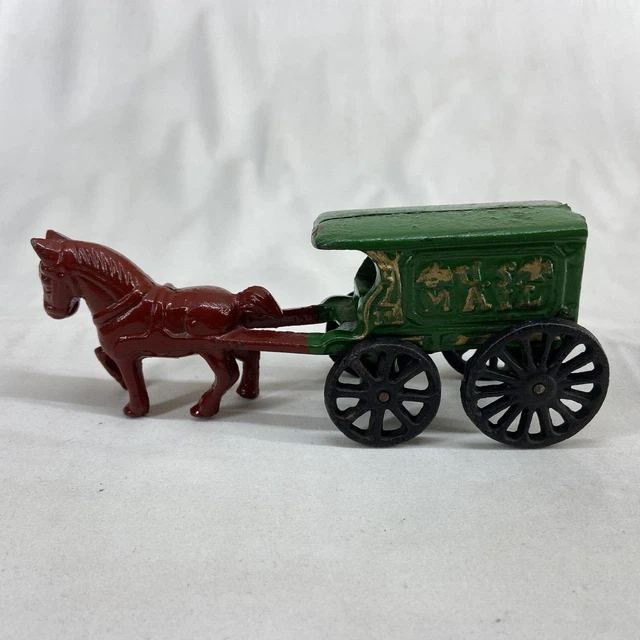 VINTAGE SPLIT CASTING Horse and Wagon US Mail Cast Iron 19.85 PicClick