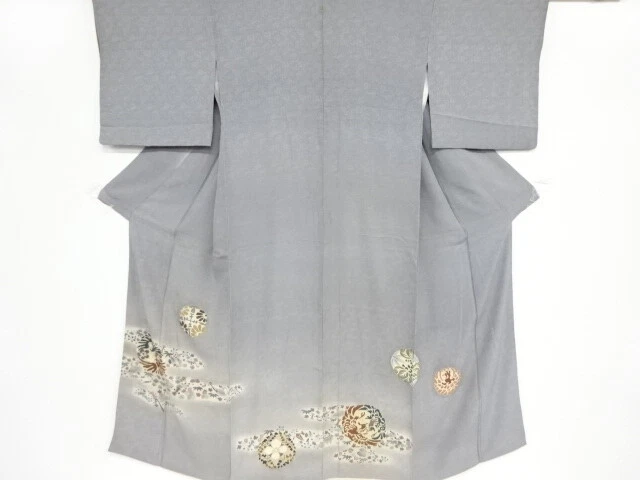 83188# Japanese Kimono / Antique Kimono / Mon Kinsha / Phoenix & Treasures