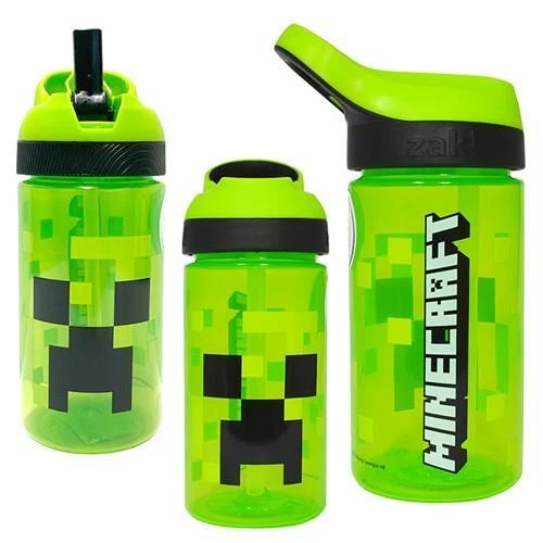 MINECRAFT WATER BOTTLE with Pixelated Minecraft Creeper Design £9.25
