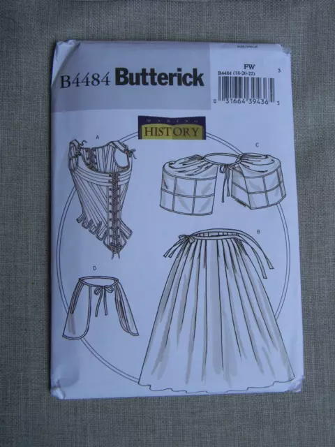 Butterick 4484  Renaissance ladies under garments corset slip New uncut sz 6-10