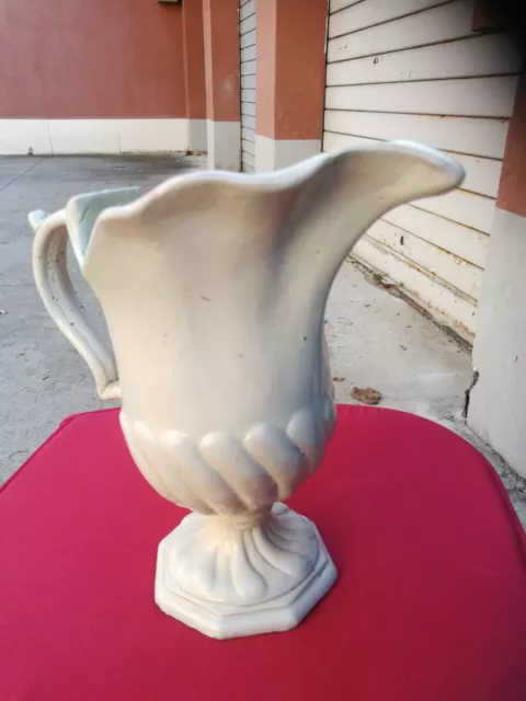 Antica brocca in terracotta smaltata prima metà del 1800 con manico aggiustato