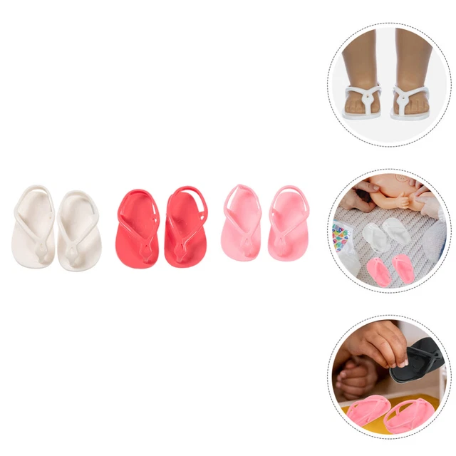 3 Pairs Plastic Baby Mini Doll Sandals Simulation Tiny Shoes