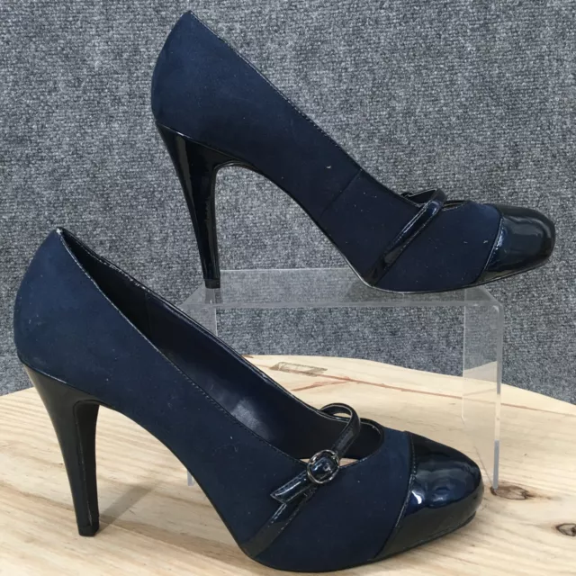 Impo Heels Womens 8.5 M Teebo Strap Pumps Slip On Blue Patent Leather Cap Toe 2