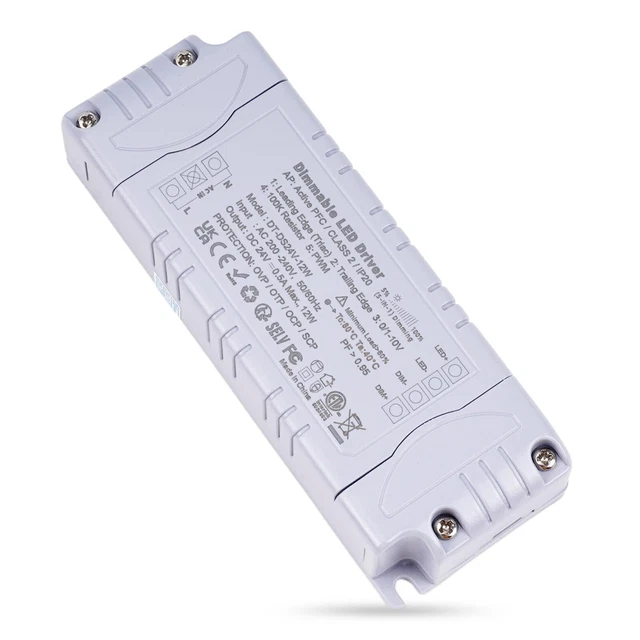 Transformateur LED 12V 100W Dimmable REYLAX - Driver Gradable Triac Et 0-10V Pour Bandes LED - Alimentation Constante IP20