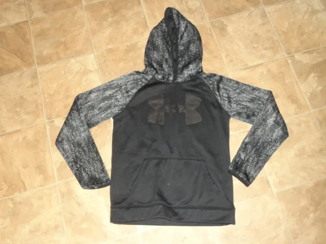 Youth Boys Under Armour Loose Pullover Hoodie Black Large Excellent Condition