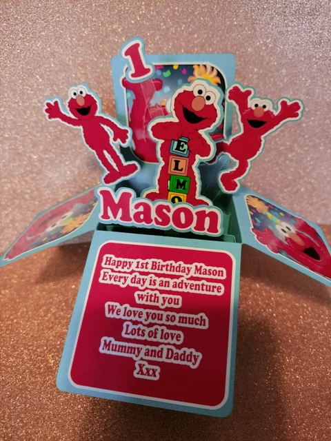 Elmo Personalised Birthday Card 3D Pop Up Girls boys special birthday gift