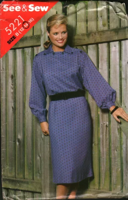 5221 Vintage Butterick SEWING Pattern Misses Loose Fitting Pullover Dress Easy
