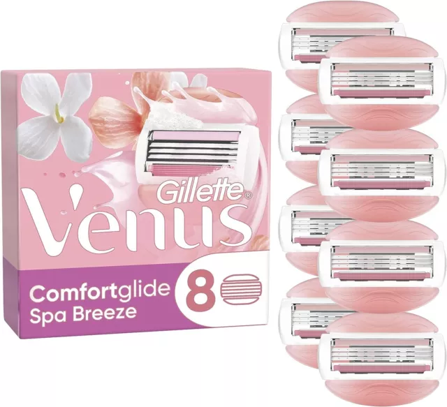 Pack 8 Lames Gillette VENUS Comfortglide Spa Breeze Lot Recharges Rasoir Femme 3