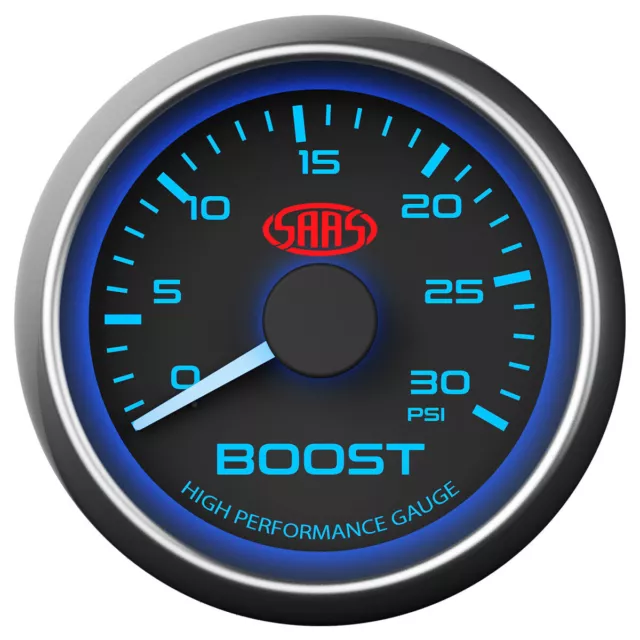 SAAS Boost Gauge Diesel 0-30 psi 52mm Black Muscle Series SG-TBD52B 2