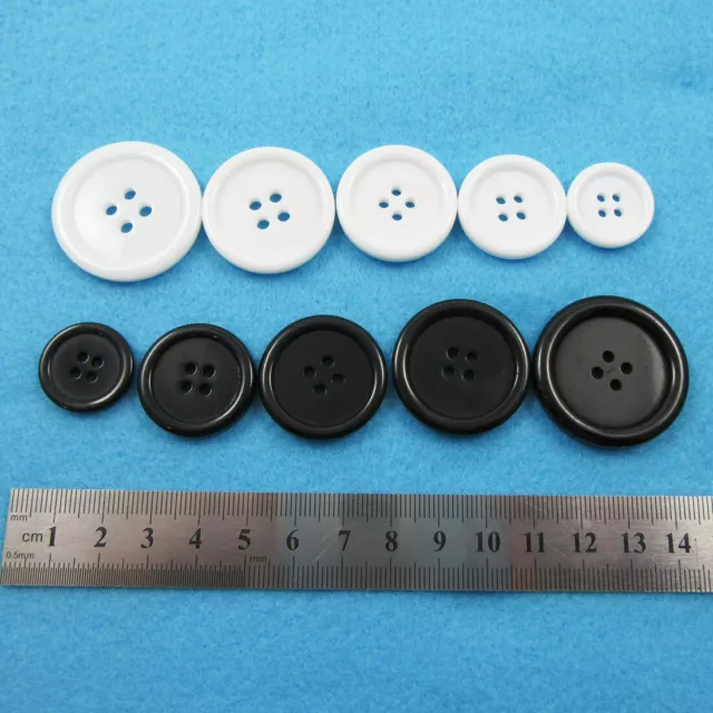 BLACK or WHITE ACRYLIC BUTTONS ~15mm - 34mm~ *8 SIZES* SEWING HABERDASHERY WSR