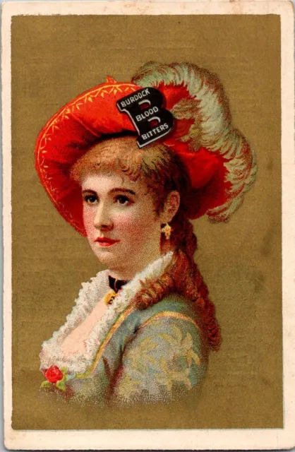 Peter Ozier Burdock Blood Bitters Quack Medicine Lady Hat Victorian Trade Card