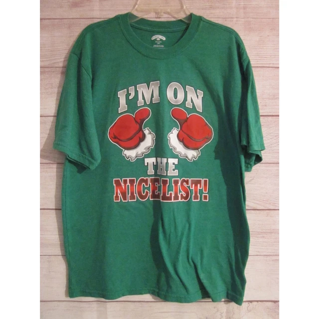 Holiday Time Green I’m on the Nice List Youth XXL 18 Novelty Christmas T-shirt
