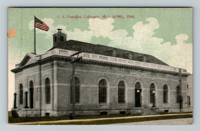Coldwater MI-Michigan, US Post Office, c1910 Vintage Postcard