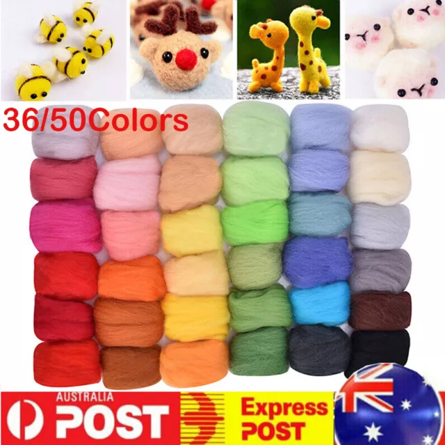 36/50 Colors Wool Felt Fibre Wool Yarns Roving for Needle Spinnings DIY Dolls