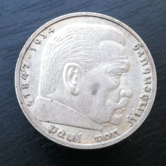 5 FÜNF REICHSMARK DEUTSCHES REICH Paul von Hindenburg 1935 J VZ / STEMPELGLANZ!!