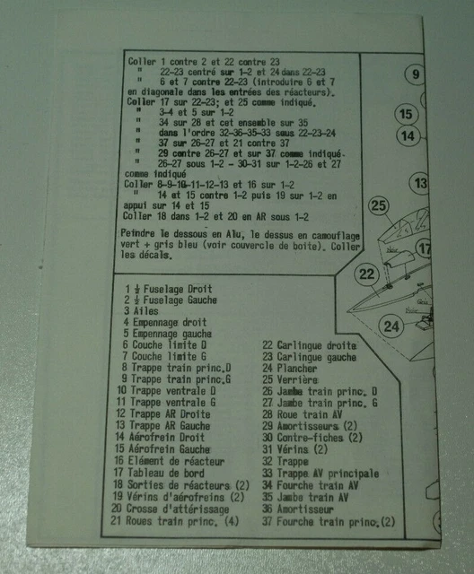 1/72ème PLAN DE MONTAGE POUR JAGUAR ENTRAINEMENT  -  pour kit HELLER CADET L017