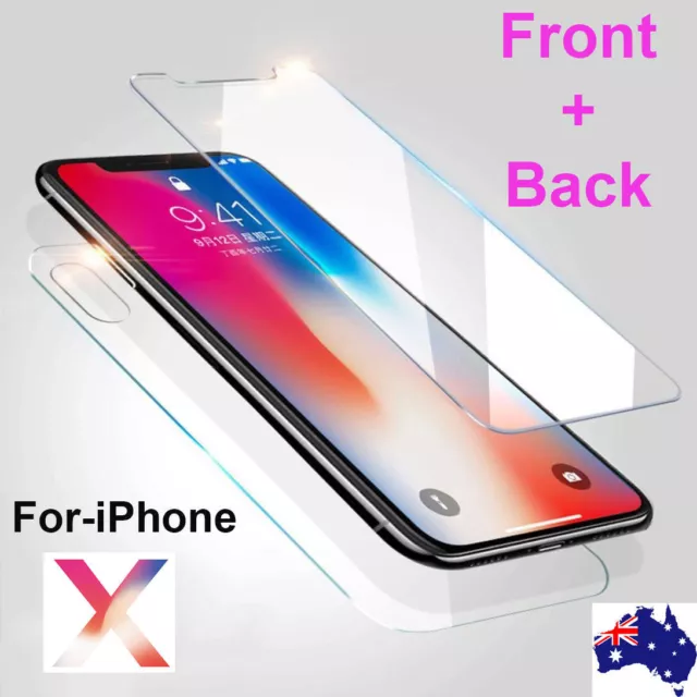 FRONT AND BACK Tempered Glass Screen Protector For iPhone Xs Max XR 8 7 6 Plus