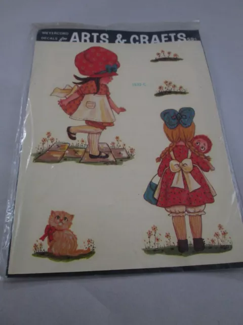 Calcomanías Meyercord transferencias 6 1/2 x 8 hojas niñas en capós flores de colección