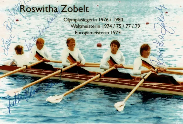 original Autogramm Zobelt Buhr Ploch Reinhardt Olympiasieg 1980 Doppelvierer DDR