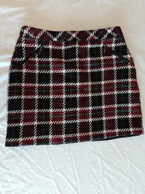 Ladies Skirt George Size 12 Checked Maroon 20315