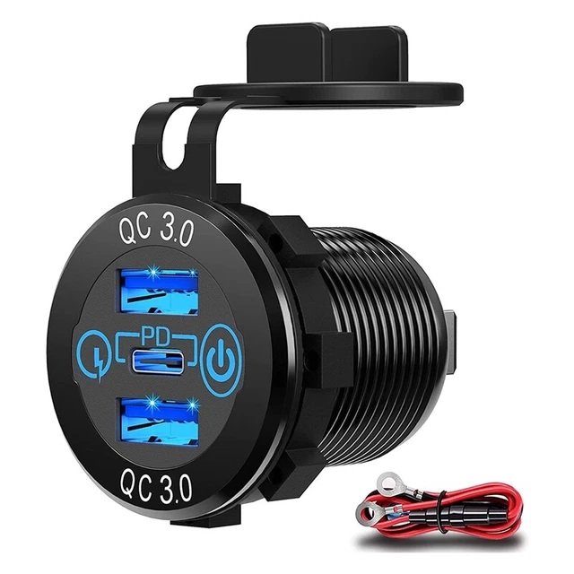 Presa di ricarica PD 3.0 e due porte QC3.0 con interruttore adattatore auto veloce P8B6